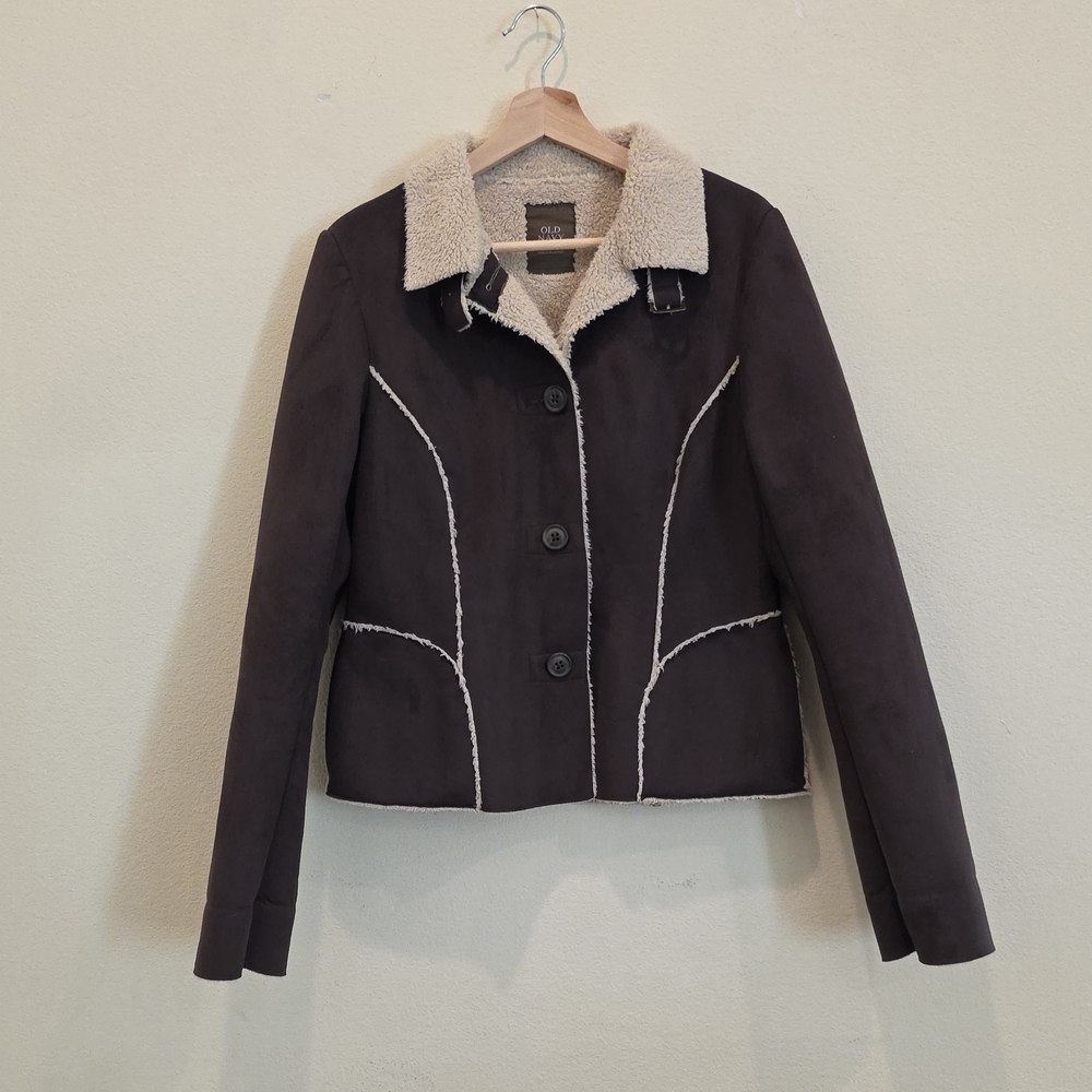 Suden Women Brown Shearling Jacket Button-up Tedy Sherpa Fall Western Winter - Picture 2 of 7